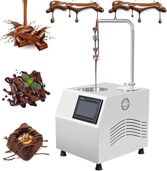 Countertop Chocolate Tempering Machine, Strawberry Chocolate Coating Machine, with Auto Dispenser & Vibrating Table, 5L/7LChocolate Fountain Machine for Fountain, Strawberry Coating