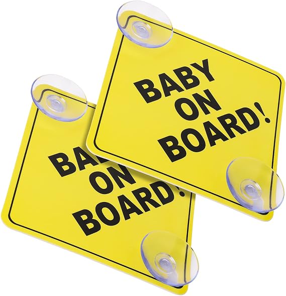 cobee Baby on Board Car Warning Signs, 2 Pcs 5"x5" Safety Car Sign