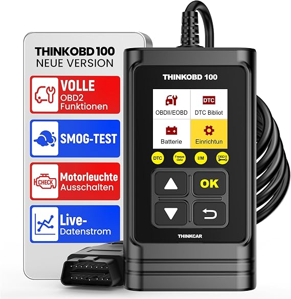 thinkcar OBD2 Diagnosegerät THINKOBD 100 Diagnosegerät Auto Verbesserter Universal Codeleser Motor-Scanner Mit Volle OBD2-Funktionalität Premium KFZ Auslesegerät Für Alle OBDII/EOBD Protokol