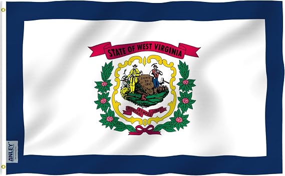 Anley Fly Breeze 3x5 Foot West Virginia State Flag - Vivid Color Fade proof - Canvas Header Double Stitched - West Virginia WV Flags Polyester Brass Grommets 3 X 5 Ft
