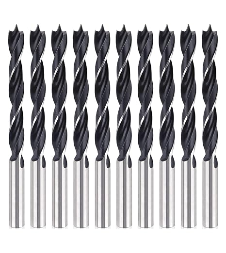 Wood Brad Point Drill Bit Set 3/16 in. 10Pcs Spur Point Stubby Woodworking Drill Bits