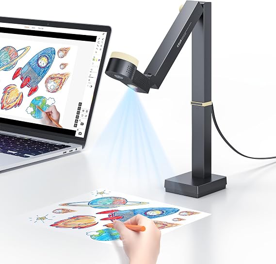 CZUR Fancy S Pro USB 12MP Document Camera for Teacher - Black | 4K Webcam with Microphone and LED Light, Up to 60fps, Auto Focus, for Remote Teaching, Web Conference, for Mac and Windows