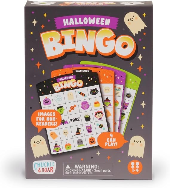 Chuckle & Roar Halloween Family Bingo Game for Kids & Families - Halloween Party, Classroom & Family Game Night Activity for Ages 3-6+