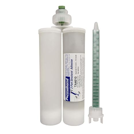 Permabond TA4610 Methacrylate Adhesive, 2-Part Polyolefin Bonder, 400ML, for HDPE, PPCO, Low Surface Energy Plastics (Cartridge + Nozzle)