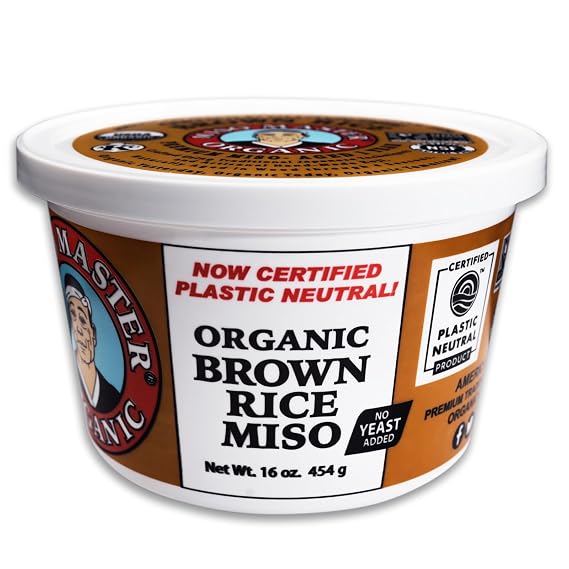 Miso Master Organic Brown Rice Miso Paste | Genmai Miso | Gluten-Free, Organic, Kosher, Vegan | Miso Soup, Ramen, Umami Seasoning | Dark Miso | Made In USA | 16 oz tub