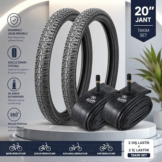 Servis 20X1.95 DIŞ LASTİK (THRONE) Bisiklet Lastiği ve İç Lastiği (2 ŞER ADET TAKIM)