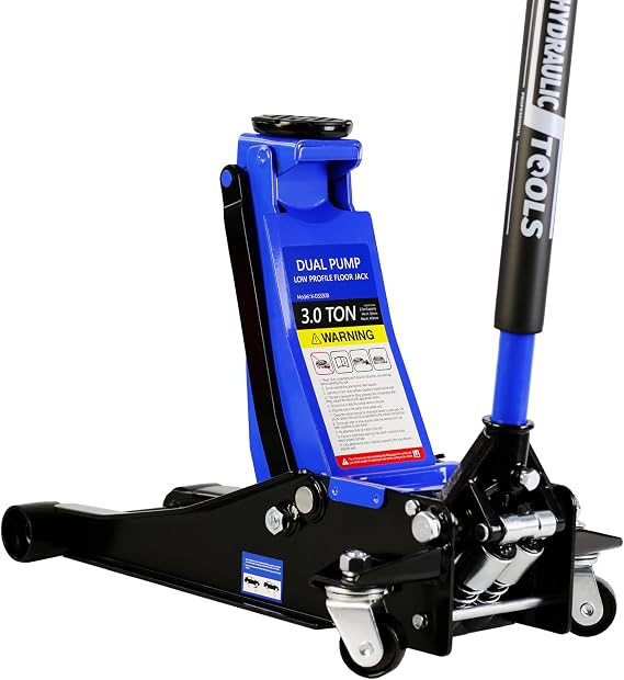 3 Ton Floor Jack, Hydraulic Low Profile Quick Rise Floor Jack with Dual Pump Pistons, Heavy Duty Steel Service Jack Hydraulic Car Jack, 6000 lbs Capacity, Lifting Range 3.3"-18.5"