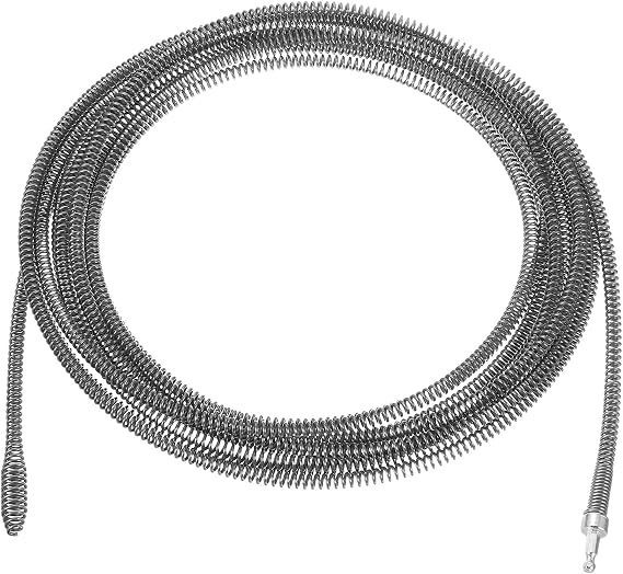 sourcing map 1 Pcs Drain Clog Remover 393.7 inch 10M 10mm Thick, Drain Augers Hair Remover Spring Cable with Electric Drill Connector, Plumbing Snake for Kitchen Sink, Bathtub Drain Toilet
