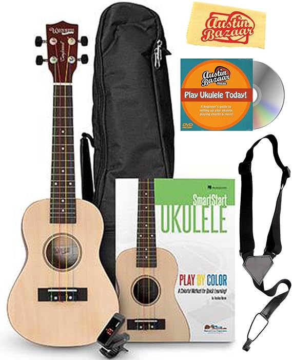 Tanglewood Concert Ukulele Bundle with Gig Bag, Strap, Tuner, Method Book, Austin Bazaar Instructional DVD, and Polishing Cloth