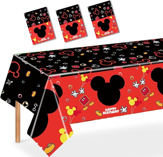 3Pcs Cartoon Mouse Tablecloth Disposable Table Cover Party Decorations