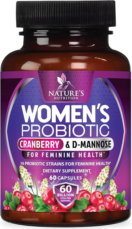 Probiotics for Women 60 Billion CFU - 16 Unique Strains, Daily Prebiotics Cranberry & Lactobacillus, PH Balance, Digestive & Gut Health, Vaginal & Immune Support Women's Probiotic - 60 Capsules