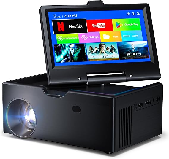 Small Smart TV,Mini TV with 7-inch Touchscreen,Built in Apps,Support SD,WiFi,Bluetooth,USB,HDMI Input,Kitchen TV Also As a Projector,Suitable for Home RVs and Outdoor Use