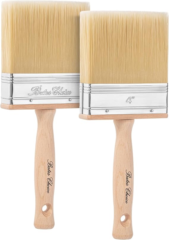 Bates- Deck Stain Brush, 4 Inch, 2 Pack Wooden Handle Brushes