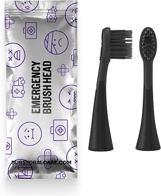 BURST Emergency Replacement Heads for Original Sonic Electric Toothbrush Black 2 Pack | Ultra Soft Bristles for a Fresh Start After Sickness | Deep Clean, Stain & Plaque Removal