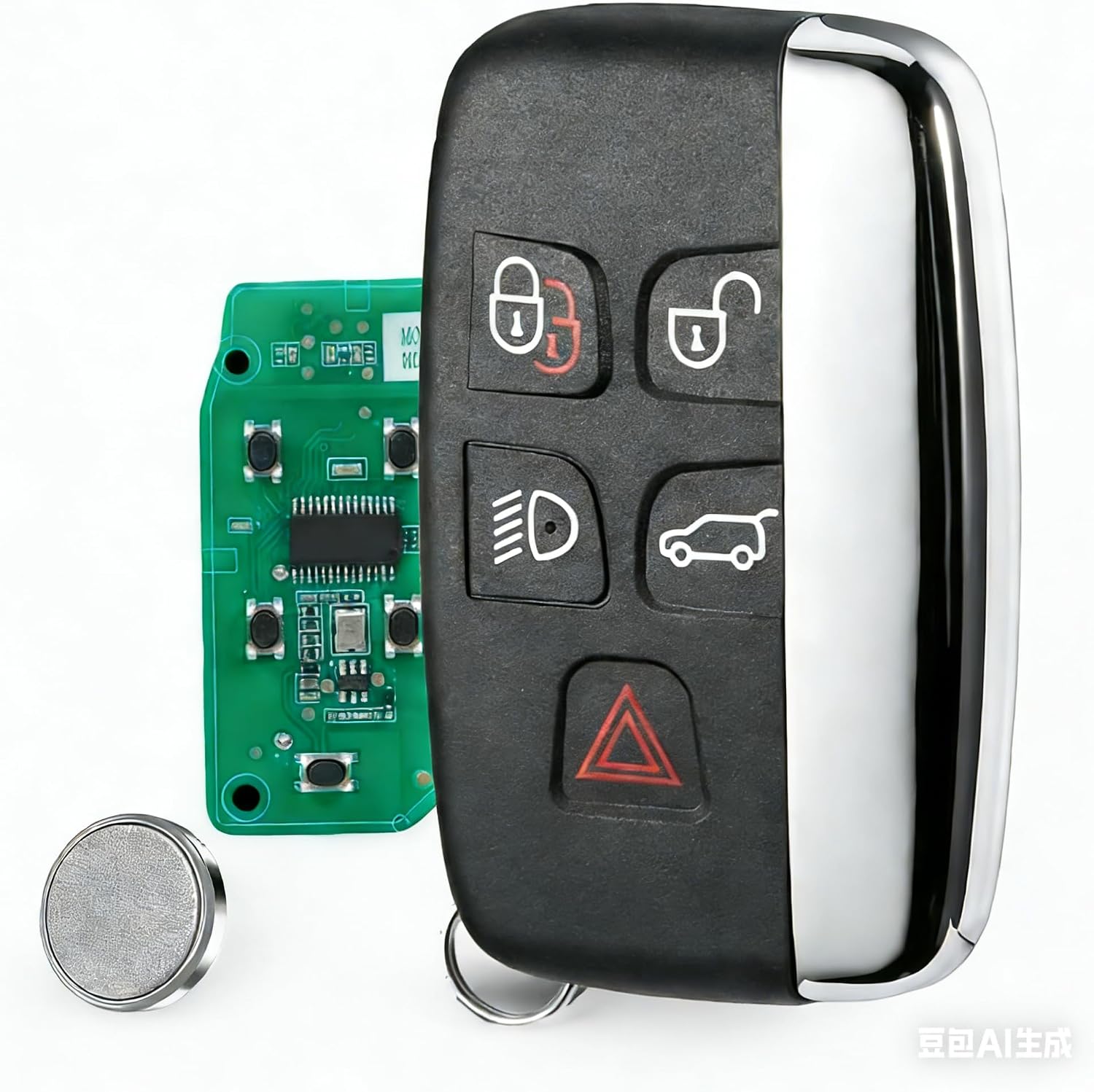 433MHz 5 Button Remote Key Fob Replacement for Land Rover Discovery Sport Freelander 2 Range Rover Evoque Sport Jaguar XF F-Pace, Car Keyless Entry Remote with PCF7945 Chip FCCID KOBJTF10A