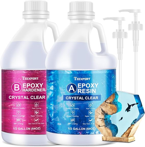 Teexpert Crystal Clear Epoxy Resin Kit: 1 Gallon & Bubbles-Free
