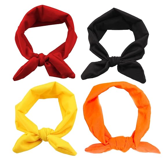 4PCS Women Elastic Bow Hairband Adult Turban Knotted Bunny Ears Headband Headdress Hair Accessories Headwrap