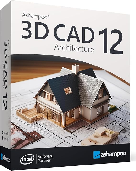 3D CAD Architecture 12 - design Software for house, garden, balcony, photovoltaic, walls - 2D 3D objects for Win 11, 10