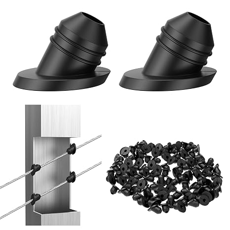 CKE 100 Pack 30 Degree Replaceable Cable Railing Rubber Grommets for 1/8" 5/32" 3/16" Cables for Metal Cable Railing Posts, Cable Railing Kit Protector Sleeve Grommet, Cable Protective Sleeves, BCR30