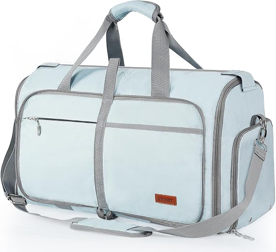 Ytonet Foldable Garment Duffle Bags for Travel, Carry On Convertible Duffel Bag with Shoe Compartment & Water Resistant Fabric, 2-in-1 Hanging Suit Organizer, Mint Green