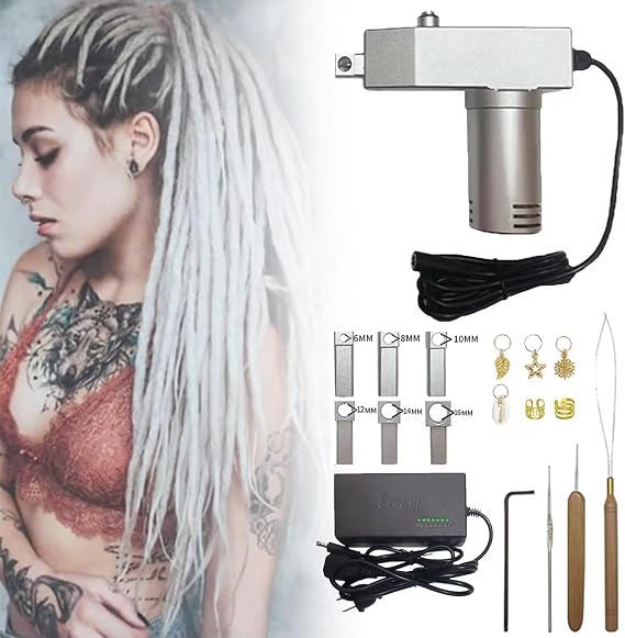 Dreadlocks Machine,Handheld Automatic Dreadlock Machine,DIY Dreadlocks,Dreadlock Machine Kit Portable for Synthetic Hair,Dreadlock Maker for Locs(6/8/10/12/14/16 mm)