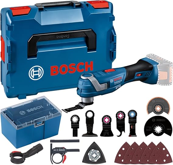 Bosch Professional 18V System Cordless Multi-Cutter GOP 18V-34 (brushless Motor, Vibration Control, incl. Several Saw Blades, 1x Sanding Plate, 5X Sanding Sheet, 5X Accessories, in L-BOXX)