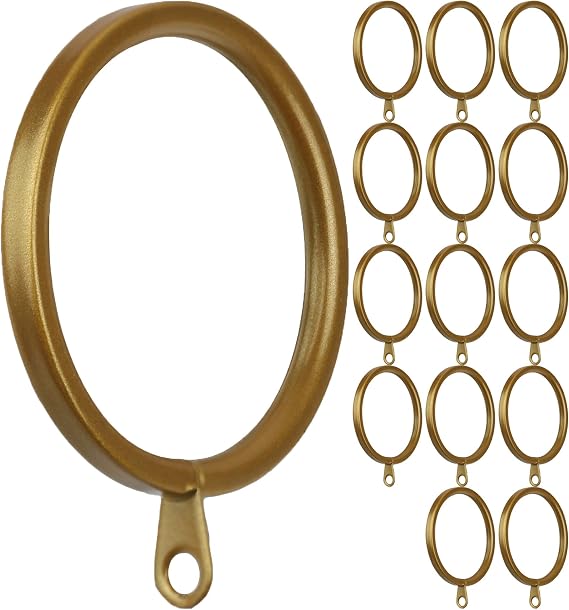 14 pcs Gold 2-Inch Inner Diameter Metal Flat Curtain Rings with Eyelets