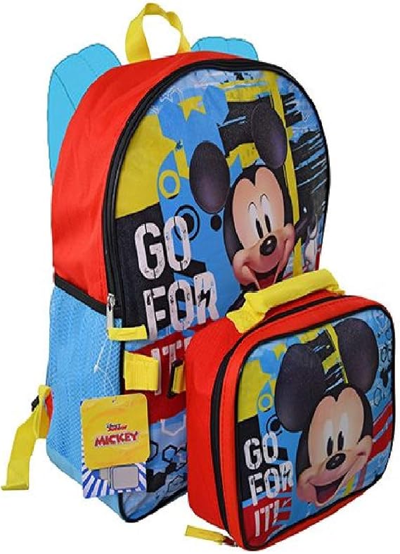 Mickey Mouse 16" Backpack with Shaped Lunch Bag- KMRB