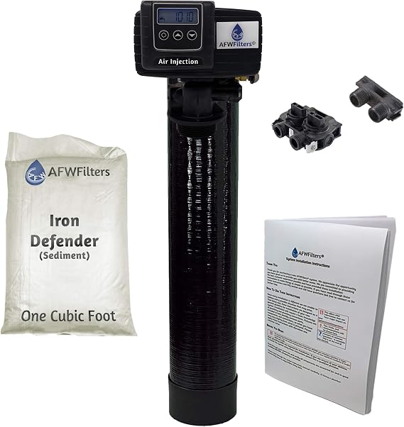 AFWFilters Iron Defender Air Injection AIID10 Fleck 5600SXT Iron Filter (1" MNPT Plastic Yoke with Bypass)
