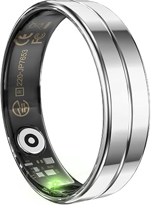 Smart Ring for Men Women Health Ring Heart Rate Monitor Blo-Oxy Monitor Fitness Tacker Ring with Sleep Monitor Calories Step Counter Pedometer Waterproof Compatible with iOS Android Phones