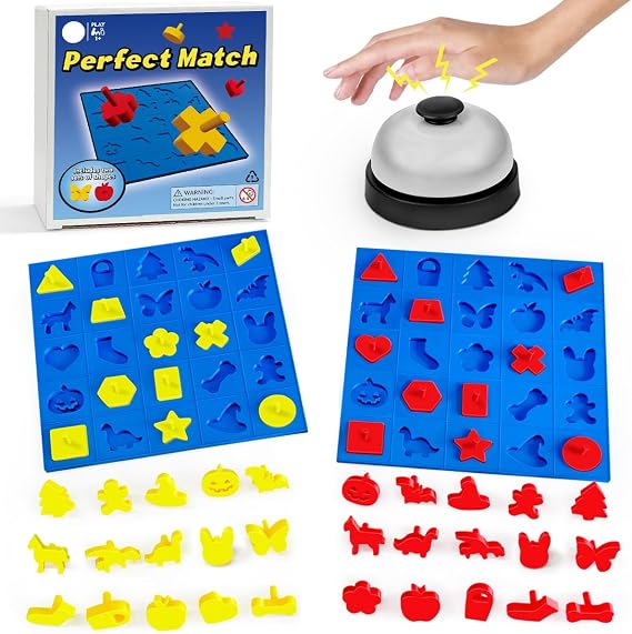Shape Matching Board Game for Kids 5+ Sorting Shapes and Pieces Puzzle Toy Solo or 2-Player Duel Mode Preschool Games Gifts for Classroom Birthday Back to School Halloween Thanksgiving Christmas