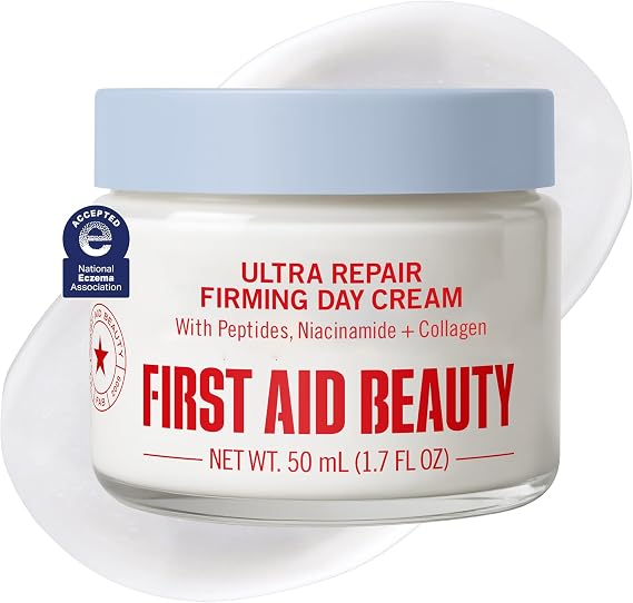 First Aid Beauty - Firming Collagen Cream with Peptides + Niacinamide, Ultra Rich Skin-plumping Moisturizer, Hydrates & Helps Visibly Firm Skin, Non-Comedogenic, Safe for Sensitive Skin, 1.7 oz