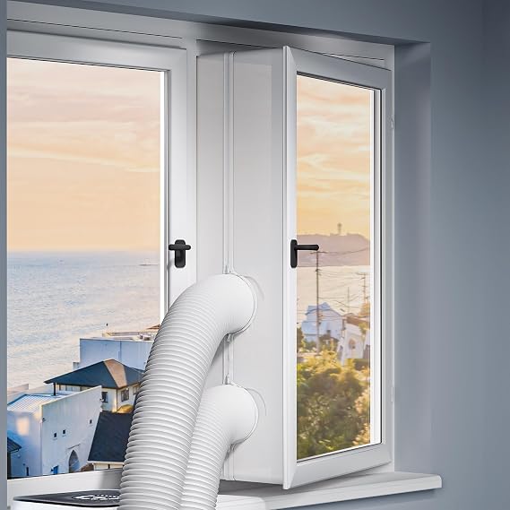 LOVIGA 400CM(157") Portable AC Window Seal Kit, Casement Window Vent Kit Seal Kit for Portable Air Conditioner & Ventilation System, Easy to Install for Crank Out/Awning/Skylights Window