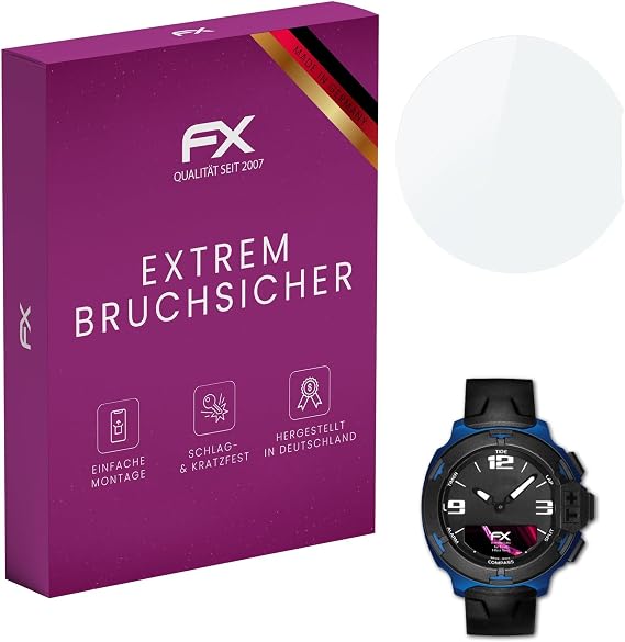 atFoliX Glasfolie kompatibel mit Tissot T-Race Touch Displayfolie 9H Hybrid-Glass FX Schutzpanzer Folie