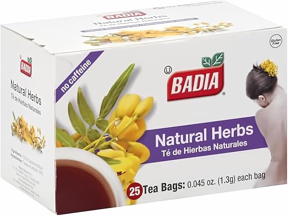 Badia Natural Herbs Tea, 25 Tea Bags (Pack of 2) Herbal Blend for Brewing Hot or Iced Tea