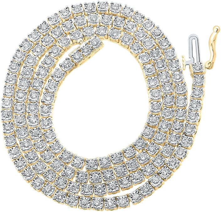10kt Yellow Gold Mens Round Diamond 18-inch Link Chain Necklace 2-3/4 Cttw