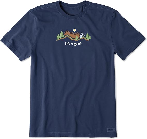 Life is Good Men's Crusher T-Shirts, Short Sleeve Cotton Crew Neck Graphic Tee Shirt, Bike Vista