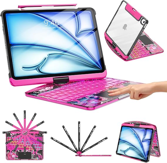 TSQQST Clear Keyboard Case for iPad Air 11 Inch (M4/M3/M2, 2026/2025/2024)