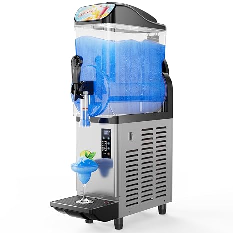 Commercial Slushie Machine 4 Gal/15 L, 110V Commercial Slushy Machine-5 Presets for Margaritas, Cocktails, Frappes, Smoothies, Milkshakes-15-45 Minutes to Make, No Ice Needed, Self-Cleaning