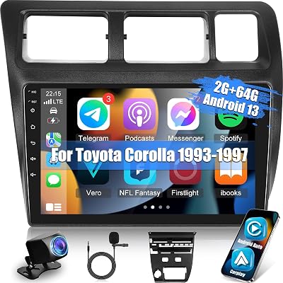 [264G] Android 13 Car Radio for Toyota Corolla 1993-1997 - Wireless Carplay and Android Auto - Car Stereo 9 Inch Touchscreen - DSPWiFiGPS NavigationSWC  AHD Backup Camera