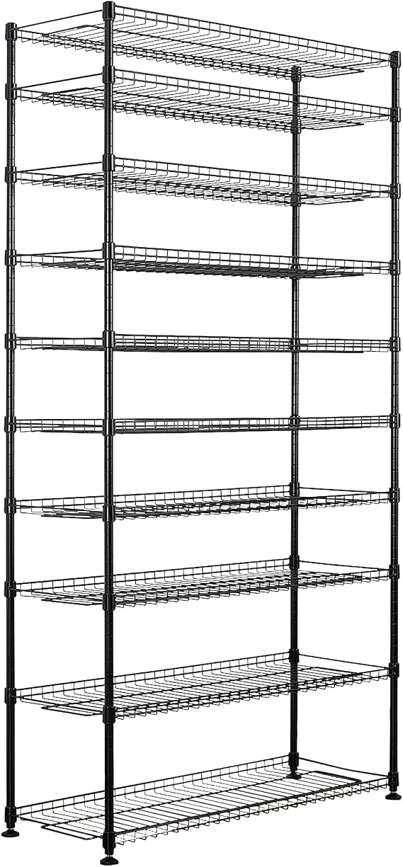 SafeRacks 10-Tier Black Wire Pantry Shelving 14x36x68