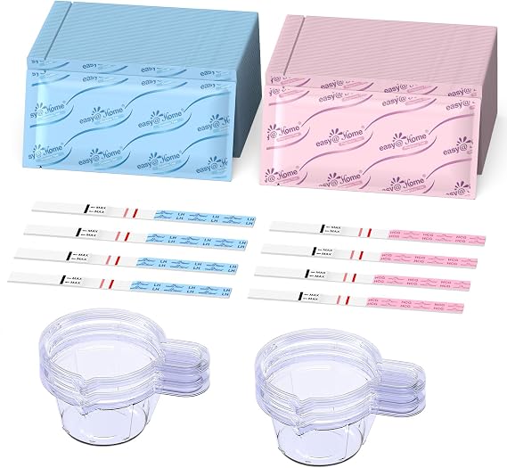 Easy@Home Ovulation & Pregnancy Test Kit, 25 LH + 10 hCG Tests, 35 Cups