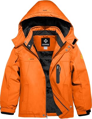 GEMYSE Boys Waterproof Ski Snow Jacket Hooded Fleece Lined Windproof Winter Jacket