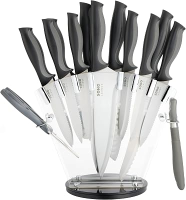 Gibson Soho Lounge 16 Piece Stainless Steel Kitchen Knife Set WAcrylic Stand