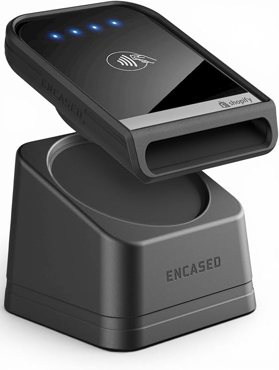 Encased Dock for Shopify Tap & Chip Card Reader with Removeable Protective Case - Magnetic Case and Display Stand Set with Non-Slip Base (Black)