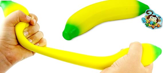 JA-RU Stretchy Banana & Bouncy Ball Bundle Fidget Toy 3340p | Stress Relief Toy for Kids & Adults. Great for ADHD & Autism Hand Therapy. Smells Good.