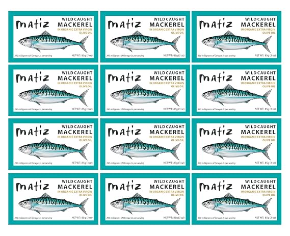 Matiz Mackerel in Extra Virgin Olive Oil, 3 Ounces, 12 Pack | Spanish Natural Artisan Wild Caught Fish