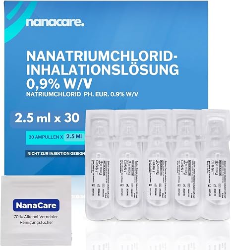Sterile NaCl 0.9% Saline Solution for Inhalation 30 × 2.5 ml Ampoules