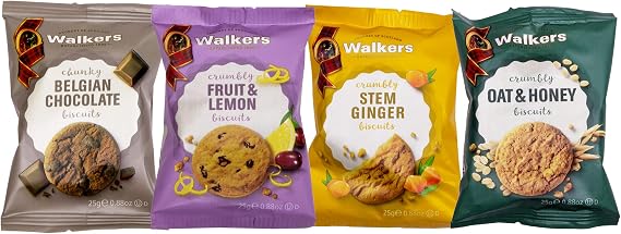 Walkers Shortbread Twin Pack Assorted Biscuits, Traditional Scottish Recipe, 25g (100 x Twin Pack)