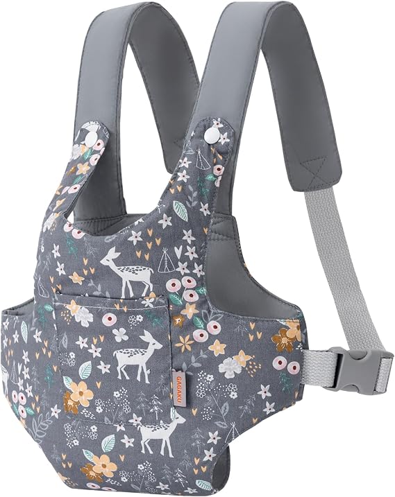 GAGAKU Toy Baby Carrier for Dolls Doll Accessory Stuffed Animal Carrier for Kids with Adjustable Straps - Gray - Deer